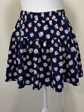 Fifty Street blue floral mini ruffled lightweight miniskirt, size small